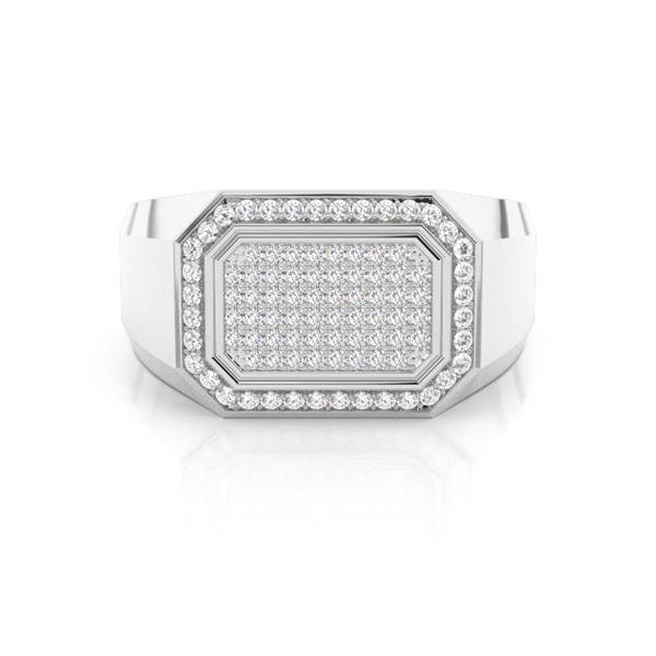 Pave Setting Round Diamond Mens Ring