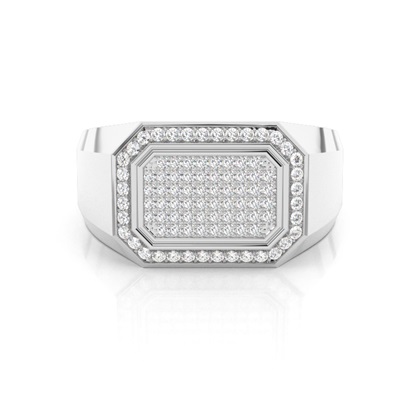 Pave Setting Round Diamond Mens Ring