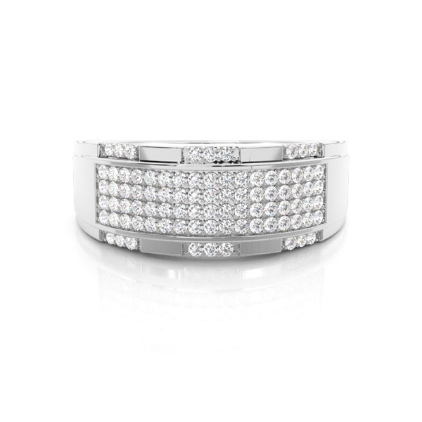 Pave Setting Round Diamond Mens Ring