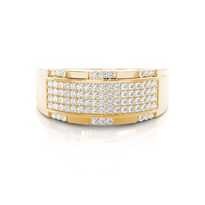 Pave Setting Round Diamond Mens Ring