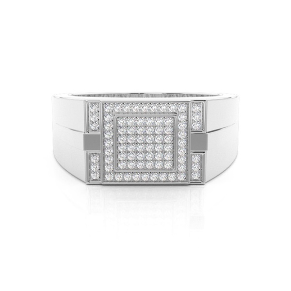 Pave Setting Round Diamond Mens Ring
