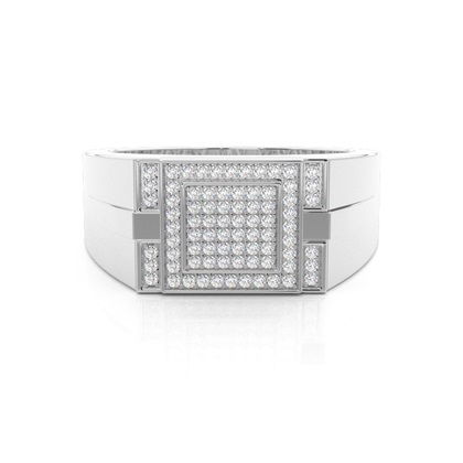 Pave Setting Round Diamond Mens Ring