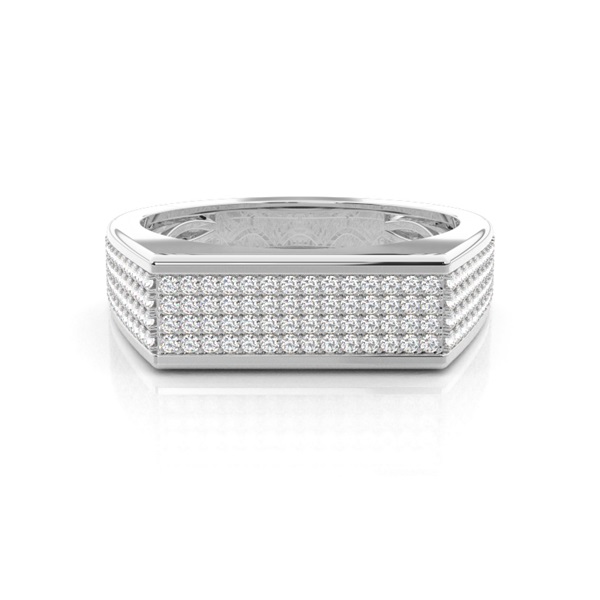 Pave Setting Round Diamond Mens Ring