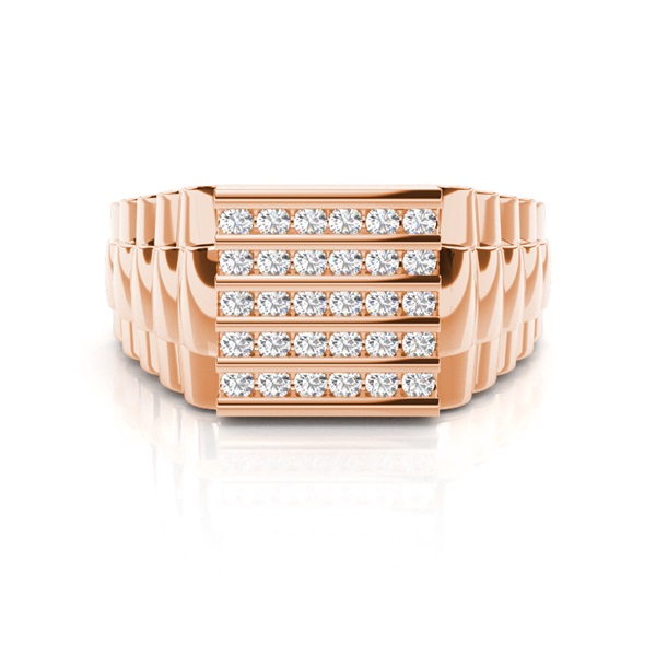 Nick Setting Round Diamond Mens Ring