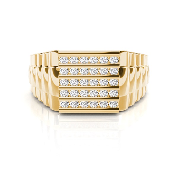 Nick Setting Round Diamond Mens Ring