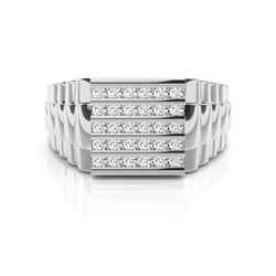 Runder Diamant-Herrenring in Nick-Fassung