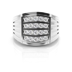 Runder Diamant Herrenring in Krappenfassung