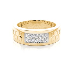 Runder Diamant-Herrenring mit geteilter Krappenfassung