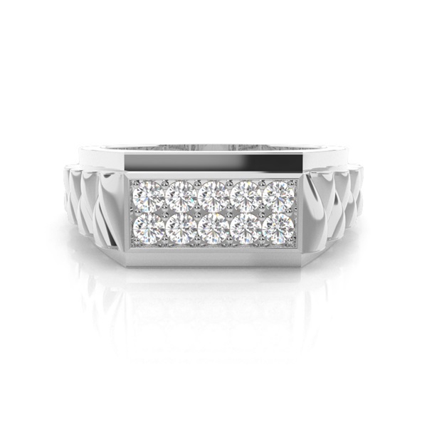 Shared Prong Setting Round Diamond Mens Ring