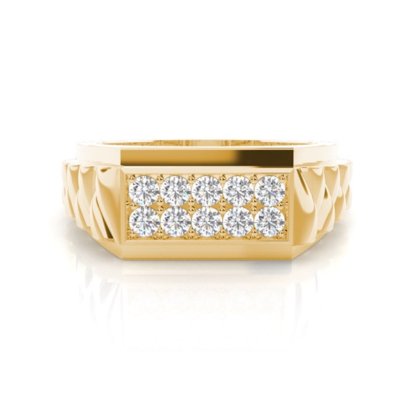Shared Prong Setting Round Diamond Mens Ring