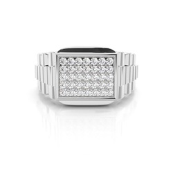 Runder Diamant Herrenring in Krappenfassung