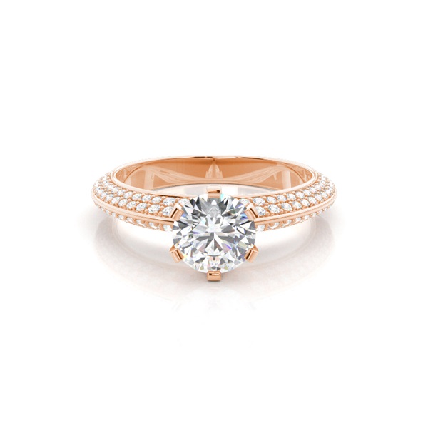 Prong Set Round Side Stone Diamond Engagement Ring