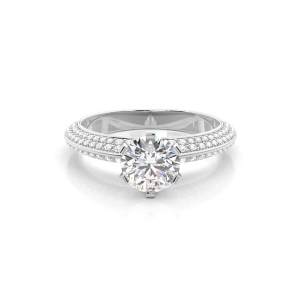 Prong Set Round Side Stone Diamond Engagement Ring