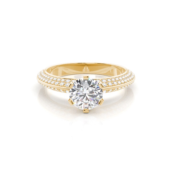 Prong Set Round Side Stone Diamond Engagement Ring