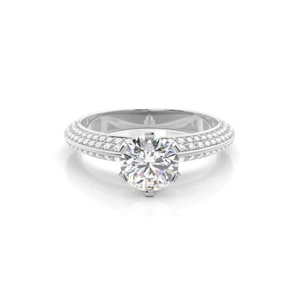Prong Set Round Side Stone Diamond Engagement Ring