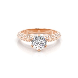 Prong Set Round Side Stone Diamond Engagement Ring