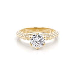 Prong Set Round Side Stone Diamond Engagement Ring