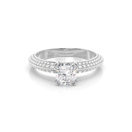 Cushion Side Stone Diamond Rings