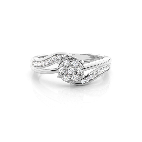 Illusion Plate Prong Setting Round Diamond Cluster Ring