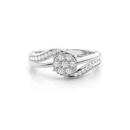 Illusion Plate Prong Setting Round Diamond Cluster Ring