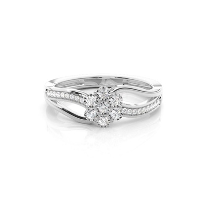 Illusion Plate Prong Setting Round Diamond Cluster Ring