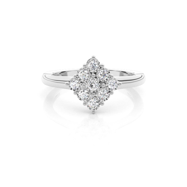 Illusion Plate Prong Setting Round Diamond Cluster Ring