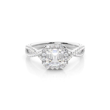 Asscher Halo Diamond Engagement Rings