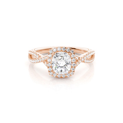 Cushion Rose Gold Halo Diamond Engagement Rings
