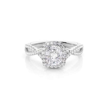 Prong Setting Moissanite Halo Engagement Ring
