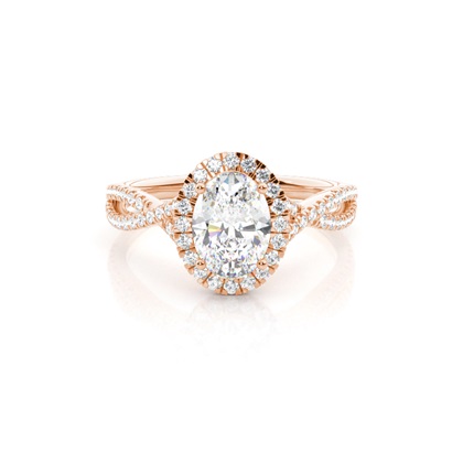 Oval Rose Gold Halo Diamond Engagement Rings
