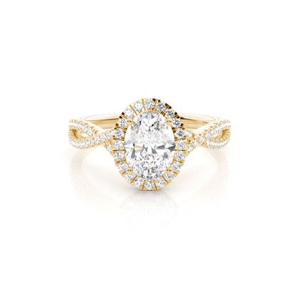 Oval Yellow Gold Halo Diamond Engagement Rings