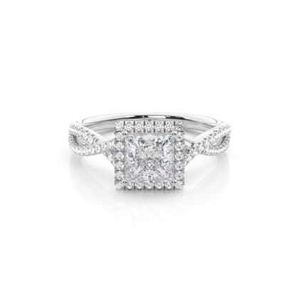 Prong Setting Moissanite Halo Engagement Ring