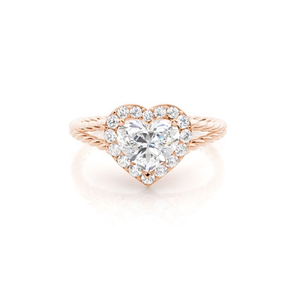 Heart Rose Gold Halo Diamond Engagement Rings