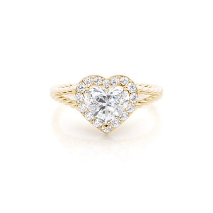 Heart Yellow Gold Halo Diamond Engagement Rings
