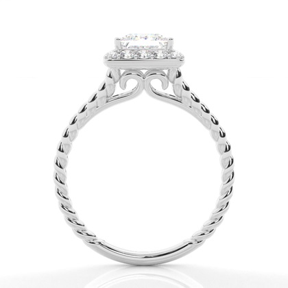 Princess Cut Halo Diamond Engagement Rings