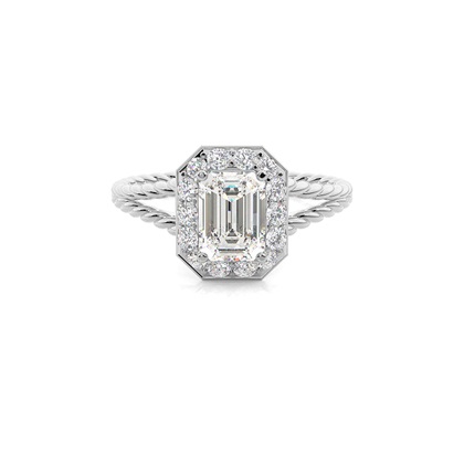 Emerald Halo Diamond Engagement Rings