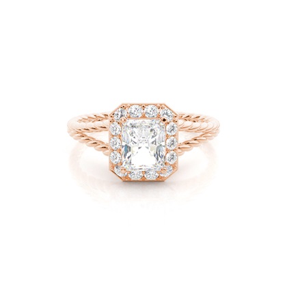 Radiant Rose Gold Halo Diamond Engagement Rings