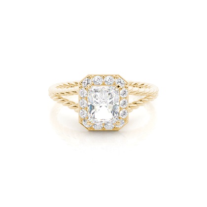 Radiant Yellow Gold Halo Diamond Engagement Rings