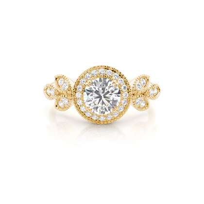 Yellow Gold Halo Diamond Engagement Rings