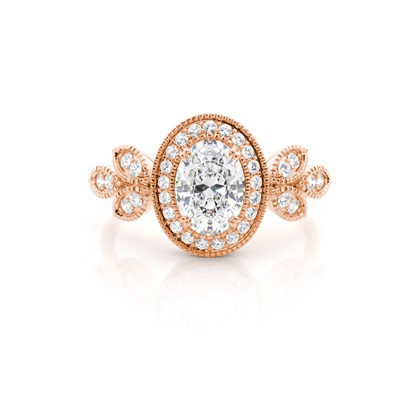 Oval Rose Gold Halo Diamond Engagement Rings