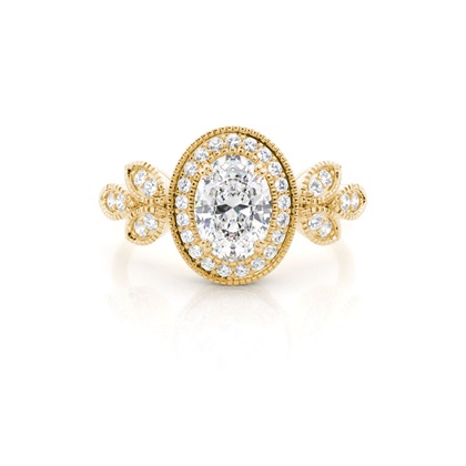 Oval Yellow Gold Halo Diamond Engagement Rings