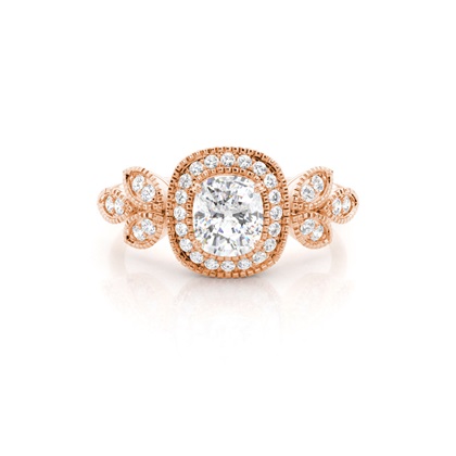 Cushion Rose Gold Halo Diamond Engagement Rings