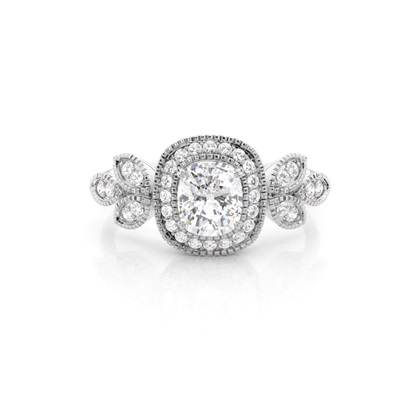 Cushion Halo Diamond Engagement Rings