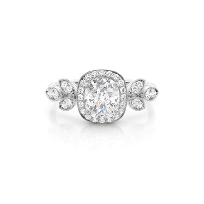 Prong Setting Moissanite Halo Engagement Ring