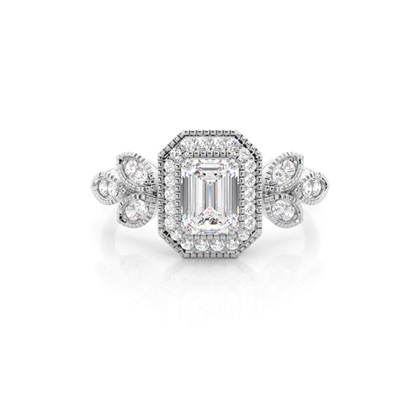 Emerald Halo Diamond Engagement Rings