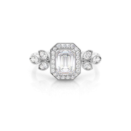 Prong Setting Moissanite Halo Engagement Ring