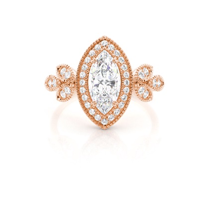 Marquise Rose Gold Halo Diamond Engagement Rings