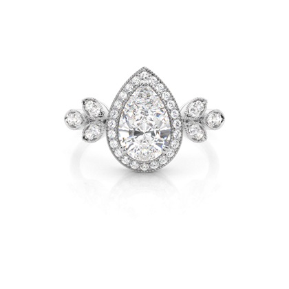Pear Halo Diamond Engagement Rings