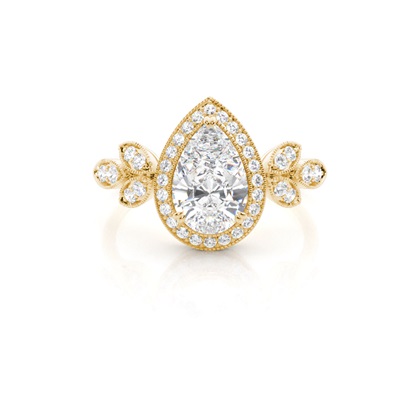 Pear Halo Diamond Engagement Rings