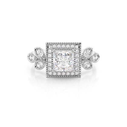 Princess Halo Diamond Engagement Rings